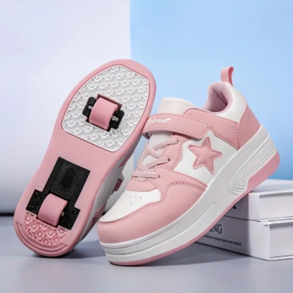 Kids Pink Retro Star Heelers Sneakers